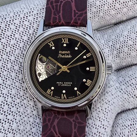 HMT Jhalak hand winding Open Heart Men steel 17 Jewels Vintage Wrist watch Black Dial