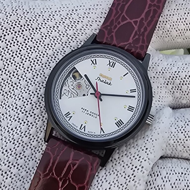 HMT Jhalak hand wanding Open Heart  transparent open-back Men steel 17 Jewels Vintage Wrist watch White Dial