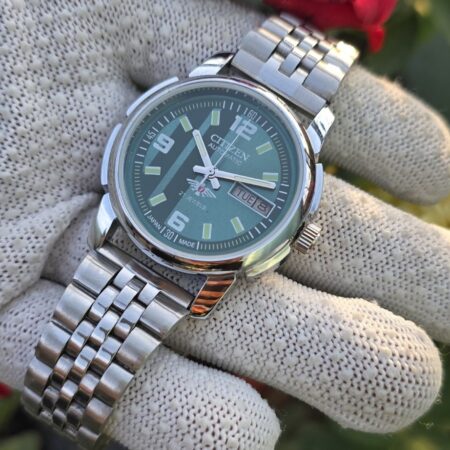 Citizen Automatic Hand Winding Men’s Stainless Steel 21 Jewels Day-Date Mod Wrist Watch