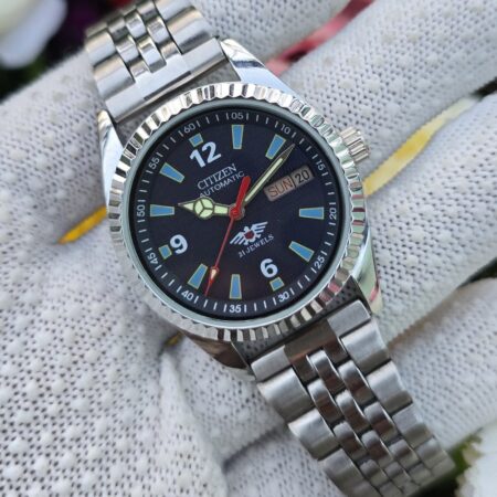 Citizen Automatic Men steel day date 21 Jewels Tranparent Back Vintage Refurbished Mod Wrist watch