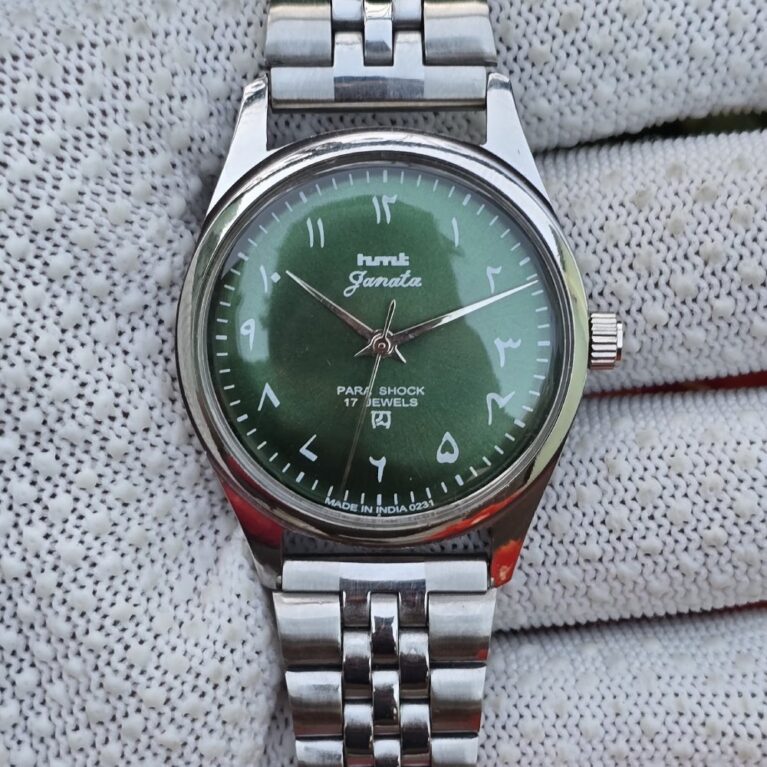 HMT Janata hand wanding Men's steel transparant back 17 Jewels Mod Wrist watch