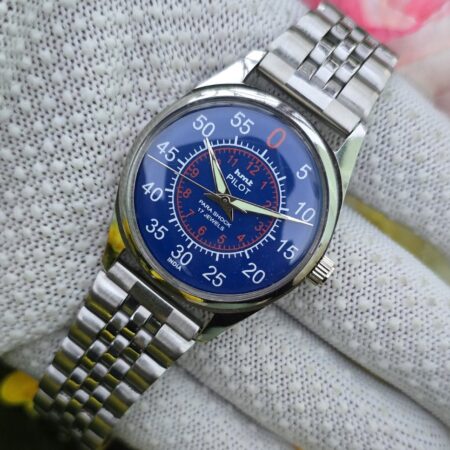 HMT Pilot vintage wristwatch ,hand wanding Men steel transparant back 17 Jewels Mod Wrist watch