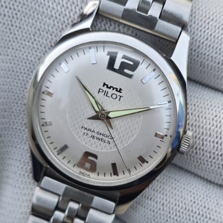 HMT Pilot hand winding Men's steel transparant back 17 Jewels Mod Wrist watch White Dial