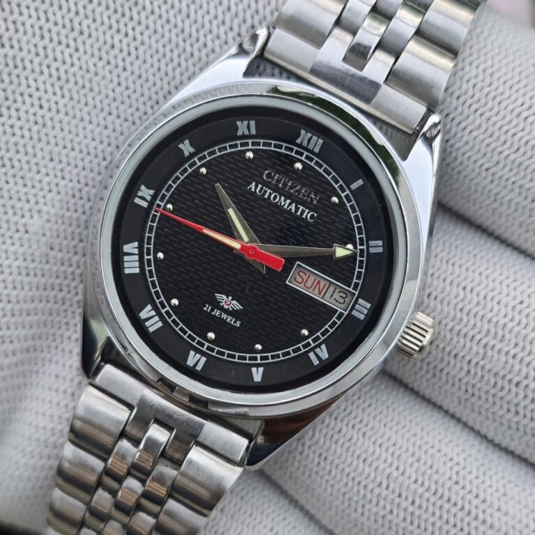 Citizen Automatic Hand Winding Men’s Stainless Steel 21 Jewels Day-Date Mod Wrist Watch