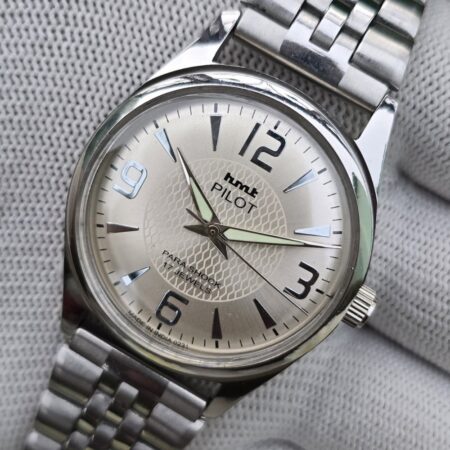 HMT Pilot hand winding Men's steel transparant back 17 Jewels Mod Wrist watch White Dial