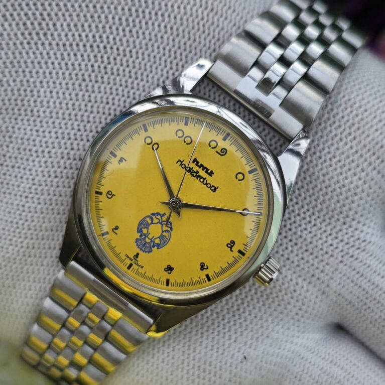 HMT Gandaberunda hand wanding Men's steel transparent back 21 Jewels Mod Wrist watch