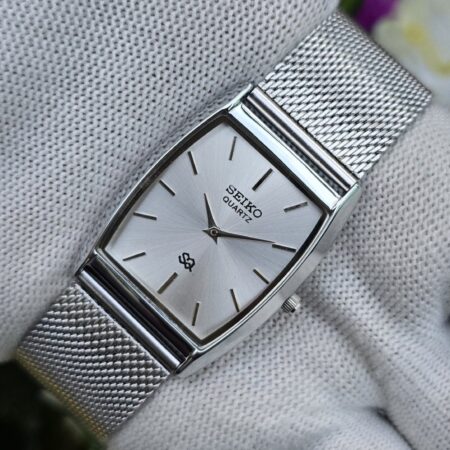 Seiko Tank Quartz Men's Silver tone sub-Second Roman White dial Mod wrist watch