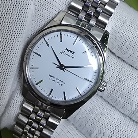 Vintage HMT Janata hand wanding Men's steel transparent back 17 Jewels Mod Wrist watch