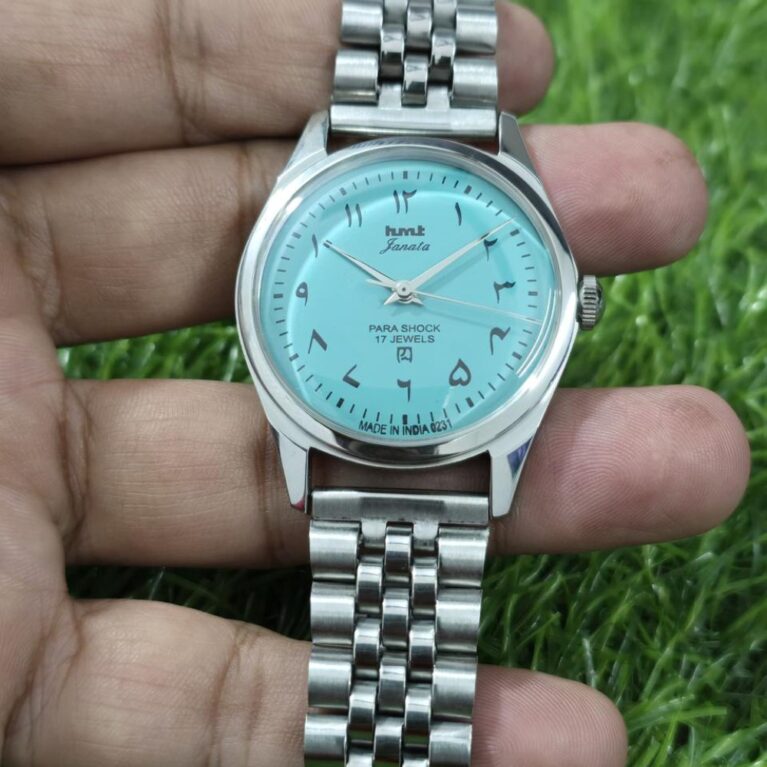 HMT Janata hand winding Men's steel transparant back 17 Jewels Mod Wrist watch Urdu Dial