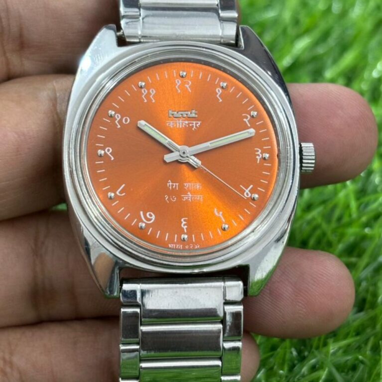 HMT Kohinoor vintage hand wanding Men's steel  Watch back 17 Jewels Mod Wrist watch Hindi numerals