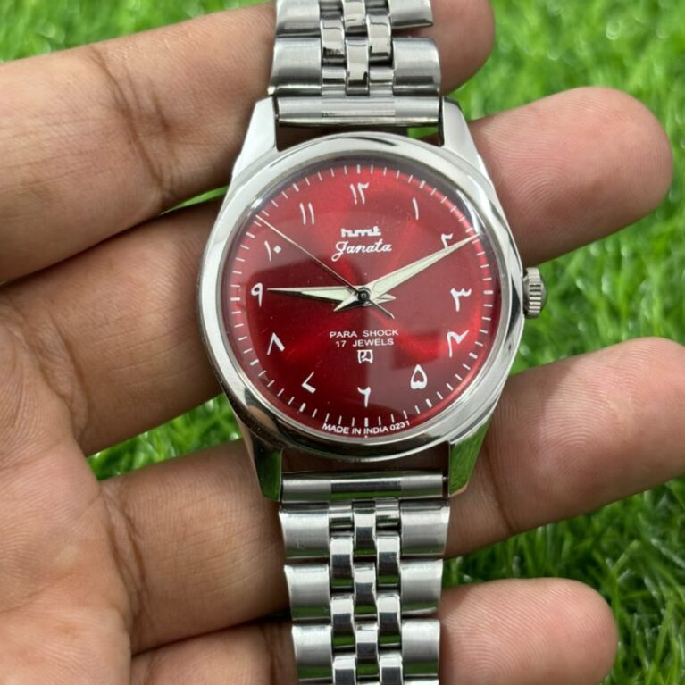 HMT Janata Mechanical Hand Winding Men’s Steel Mod Wrist watch Exhibition case back