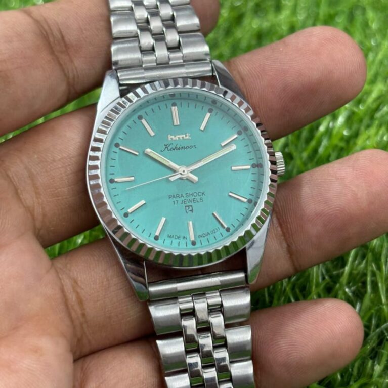 HMT Kohinoor vintage hand wanding Men's steel Watch back 17 Jewels Mod Wrist watch