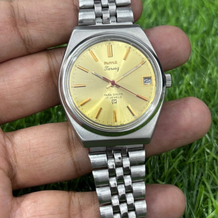 HMT Tareeq Mechanical Hand Winding Men's Steel See Thru Back 17 Jewels Vintage Mod Wrist Watch