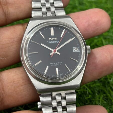 HMT Tareeq Mechanical Hand Winding Men's Steel See Thru Back 17 Jewels Vintage Mod Wrist Watch