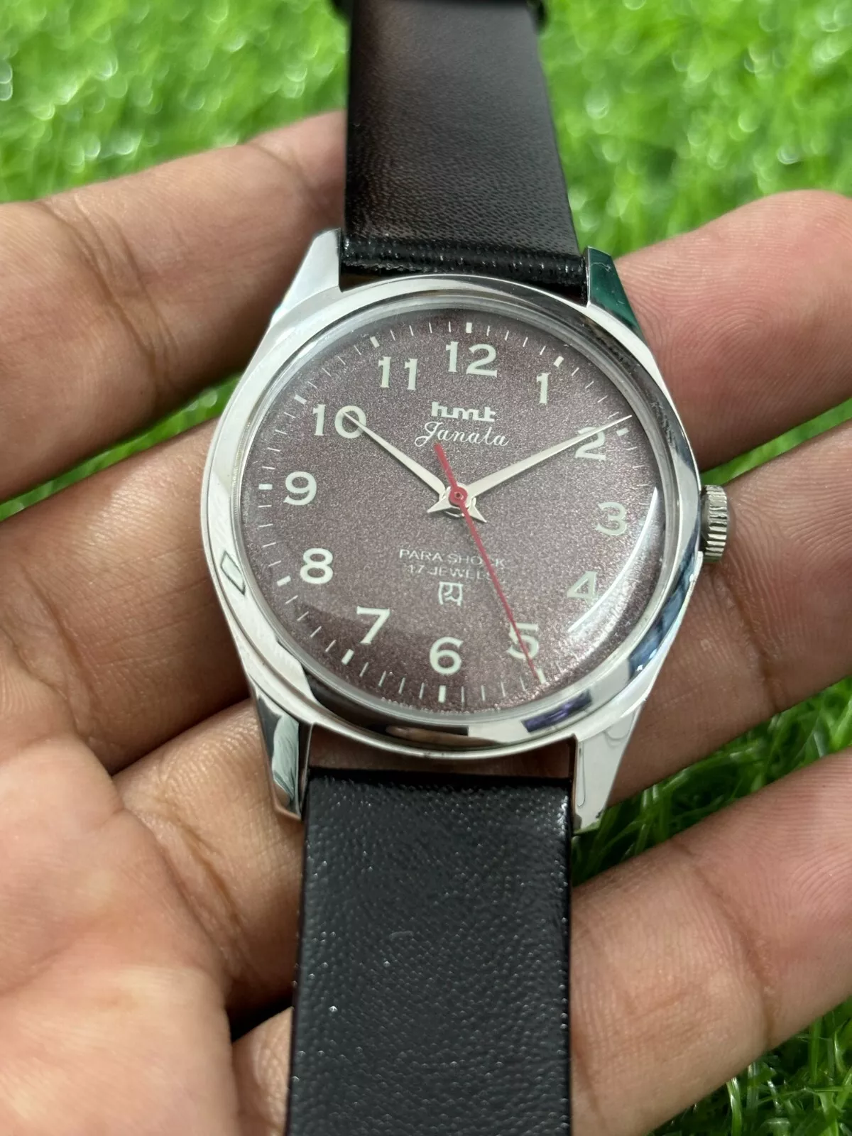 Mod HMT Janata Mechanical Hand Winding Men's Steel brown dial See Thru Back